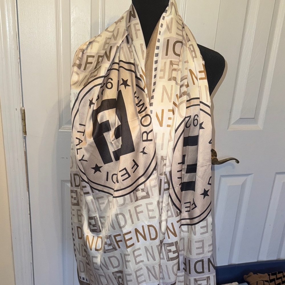 Beige and Brown Logo Shawl - Picture 7 of 16